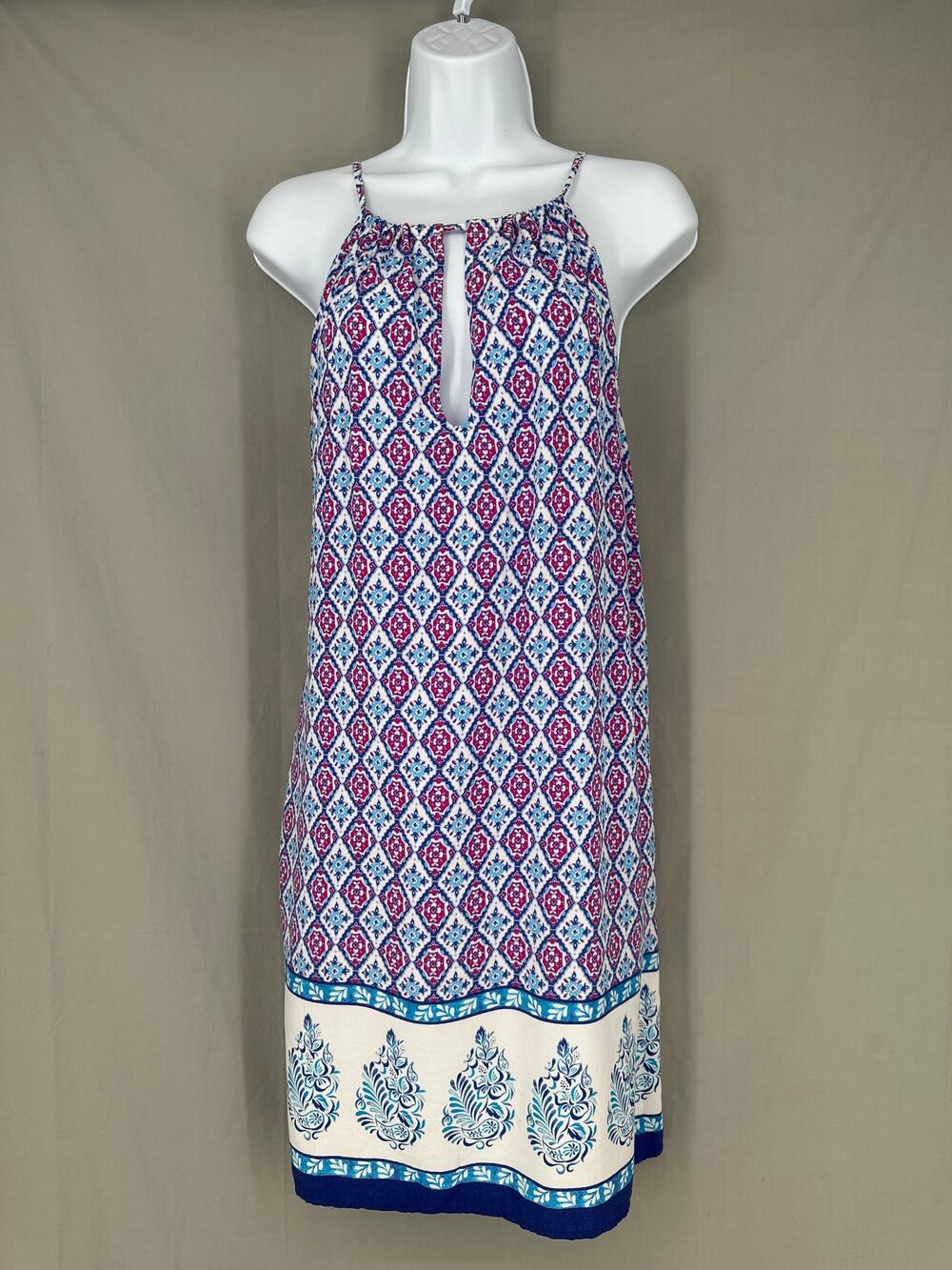 Tommy Bahama Dress Womens Small Blue Midi Halter Sundress Majorelle Flowy Beach